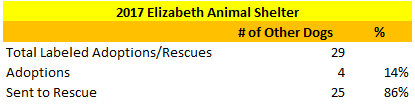 2017 Elizabeth Animal Shelter Other Dogs Sent to Rescue and Adopted Out